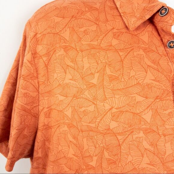 Daniel Hechter Mens Size XL Short Sleeve Polo Shirt Orange Leaf Motif Golf - Picture 2 of 7